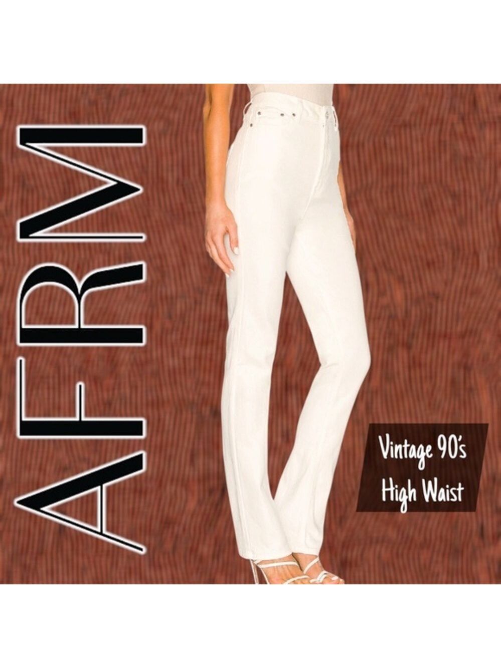 AFRM x REVOLVE Heston 90’s Hi-Rise Long/Lean Straight Leg Jean-White/28w/NWT